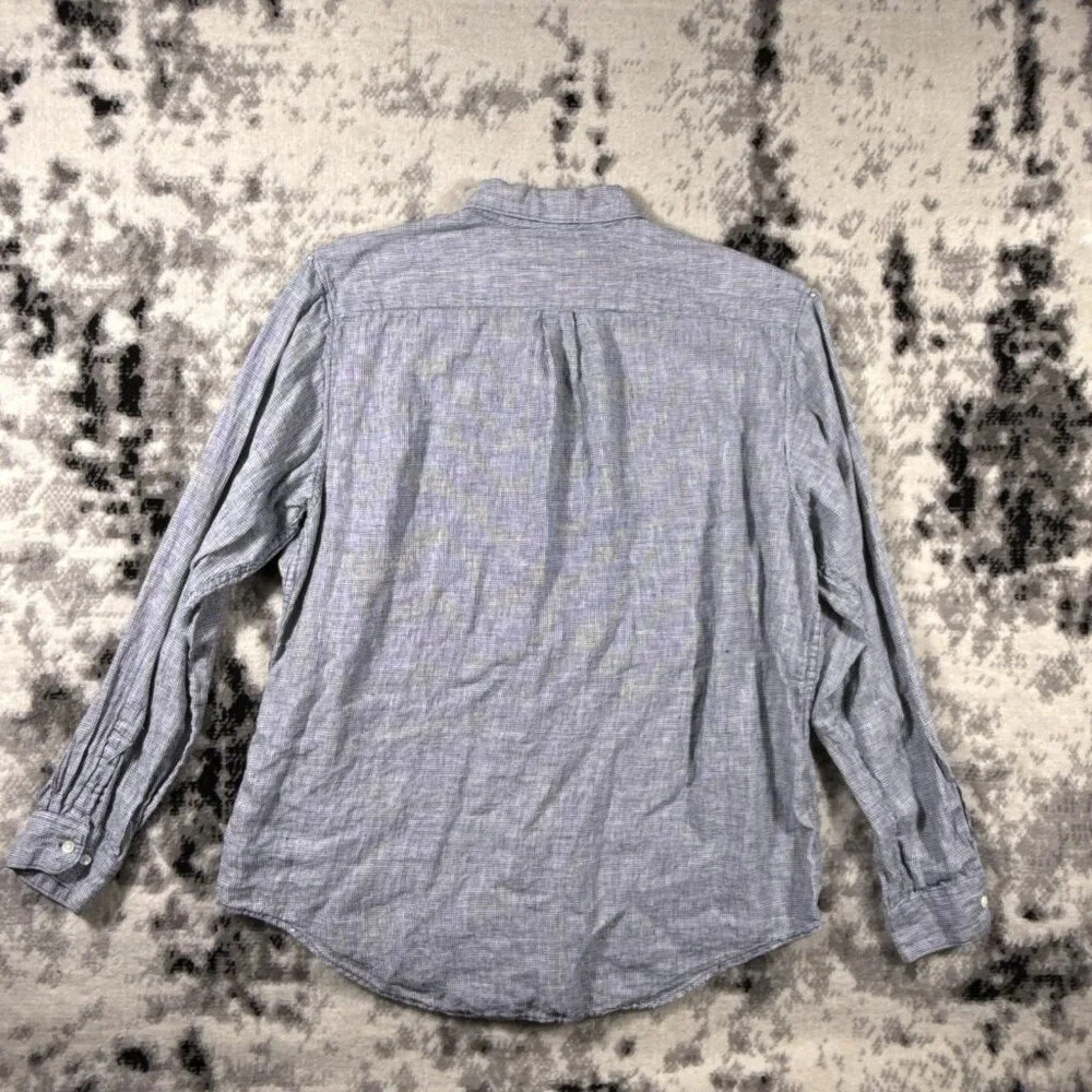 Banana Republic Linen Shirt Mens Size Extra Large‎ Blue Button Down Comfort
